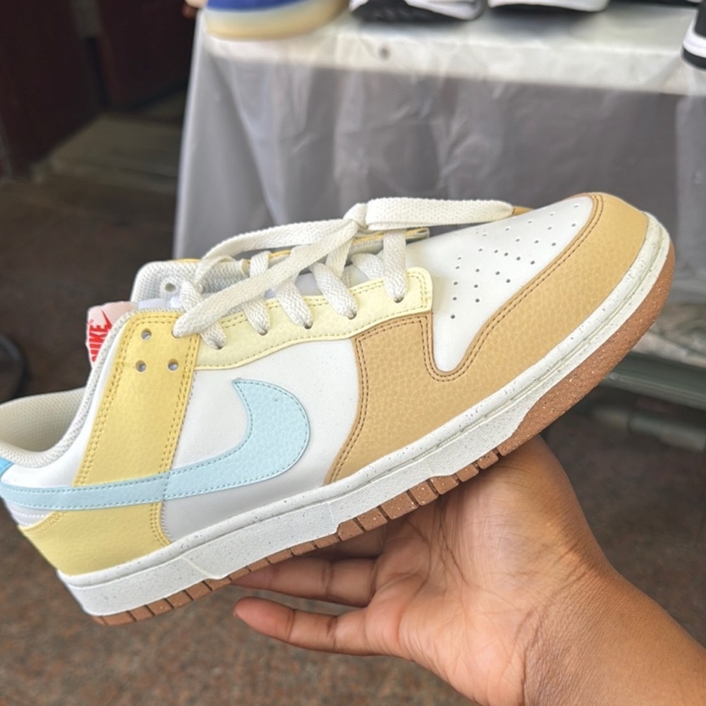 Nike Kids' White, Yellow, and Tan Sneakers